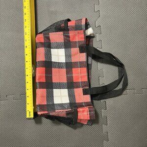 Thirty-One Buffalo Plaid Tote Bag with Mesh Side Pockets Black and Red